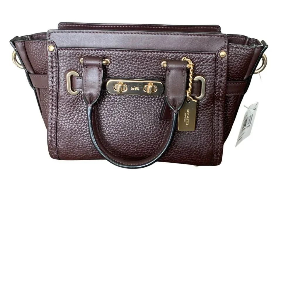 COACH Swagger Carryall 20 Nubuck Pebble Leather  Oxblood Color Gold Hardware NWT